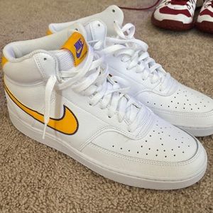Nike (Lakers Colors) high top dunks. Size 10